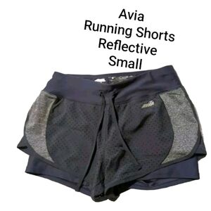 Avia Women Running Shorts Size S Reflective Gray/Dark Gray Double Layer MW NWOT